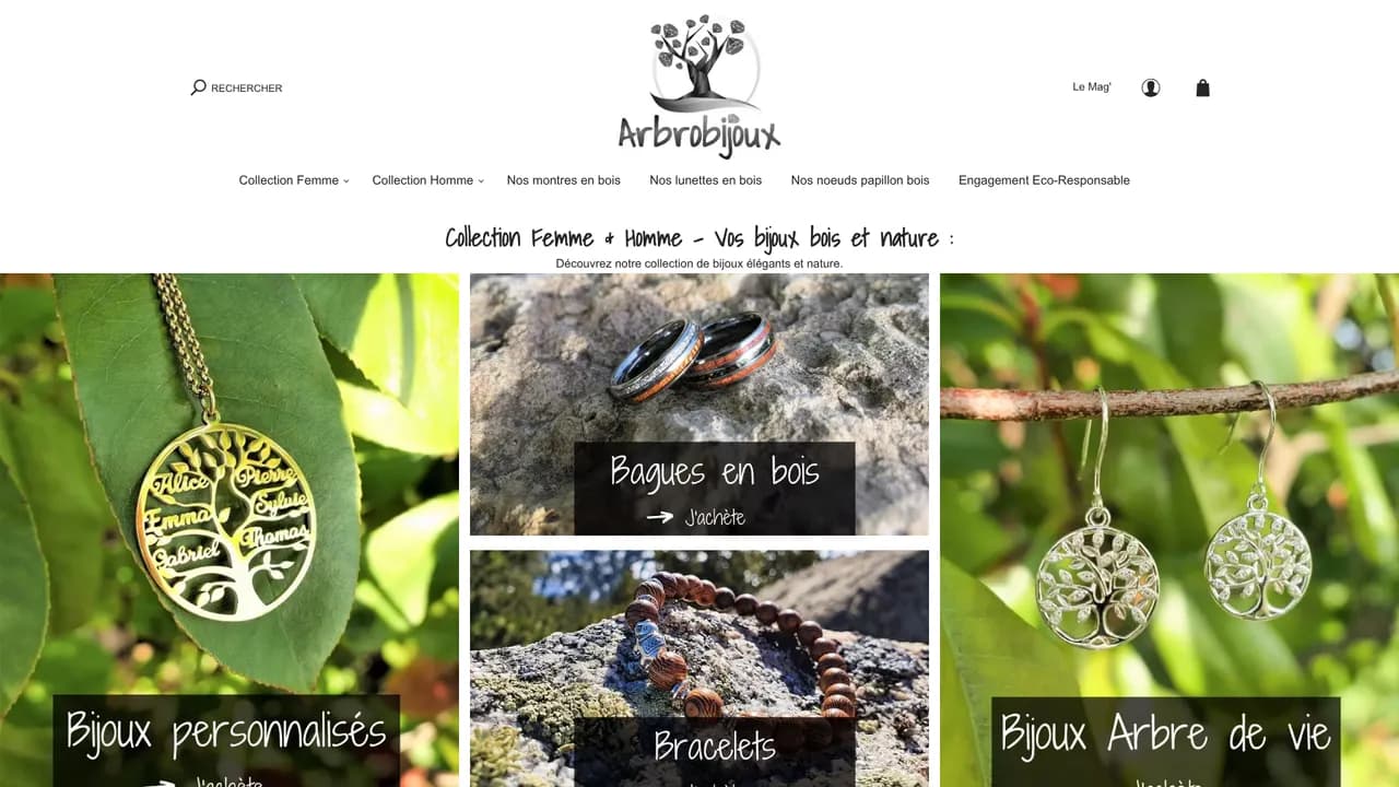 Aperçu du site Arbrobijoux : bijoux, accessoires de mode