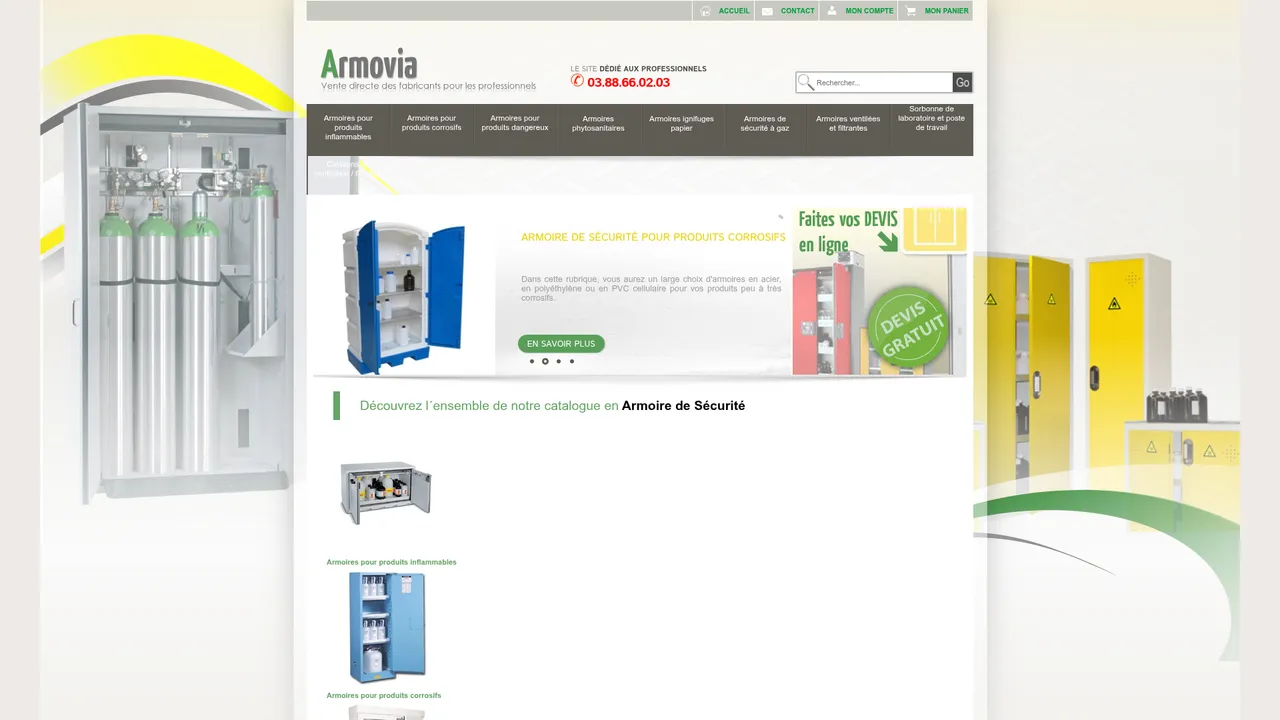 Aperçu du site Armovia apporte la sûreté dans vos locaux