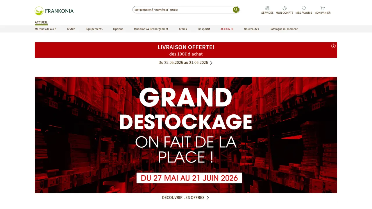 Screenshot de Armurerie en ligne FRANKONIA