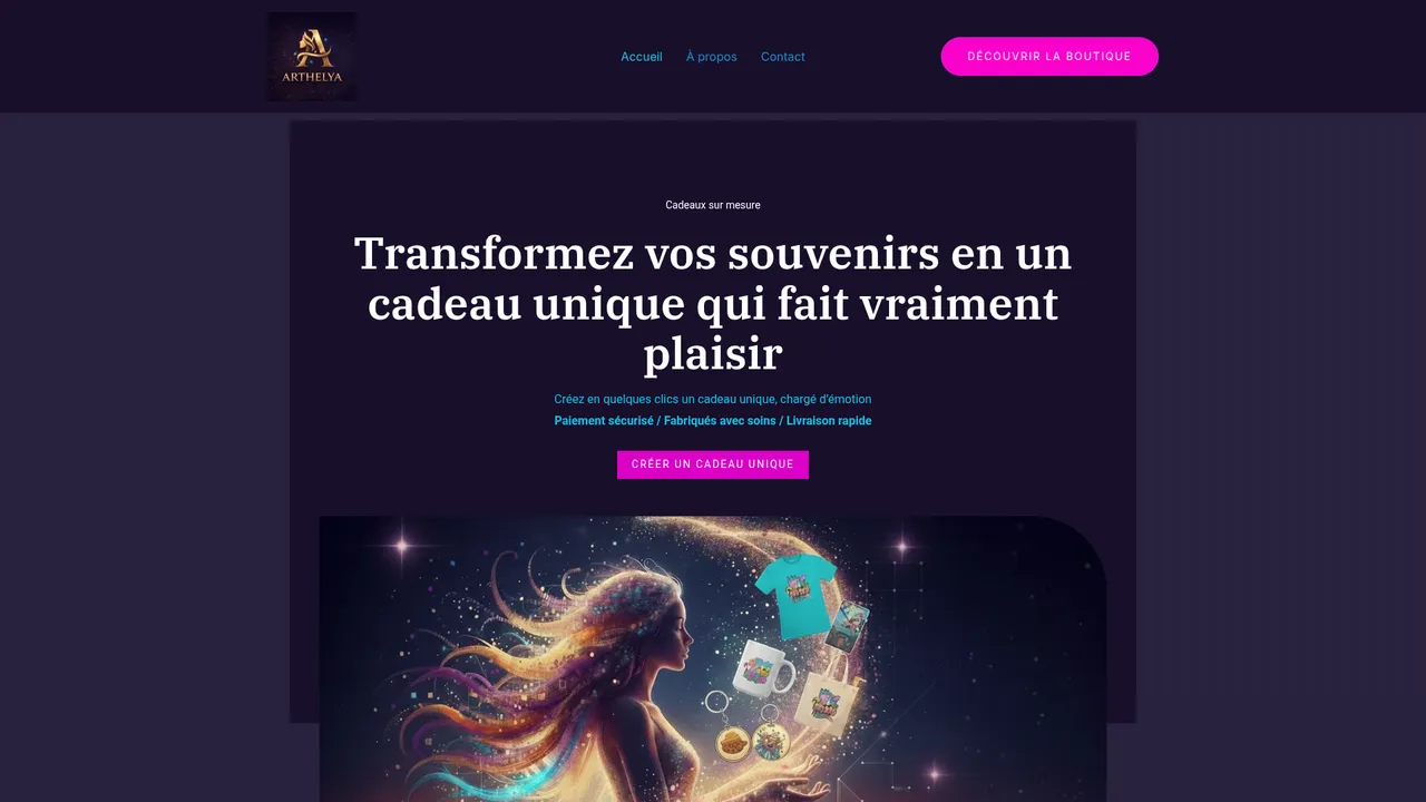 Screenshot de arthelya.fr