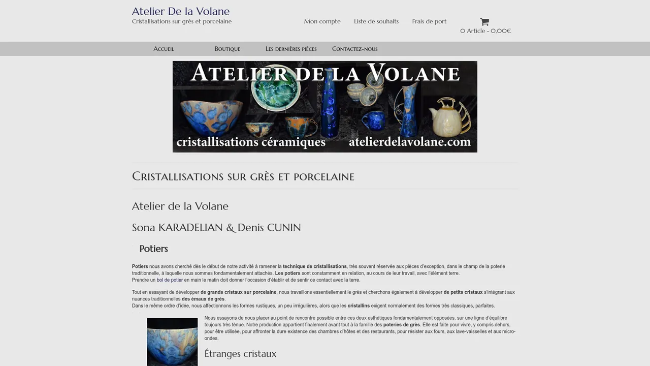 Aperçu du site Atelier de la Volane - Cristallisations sur grès et porcelaine