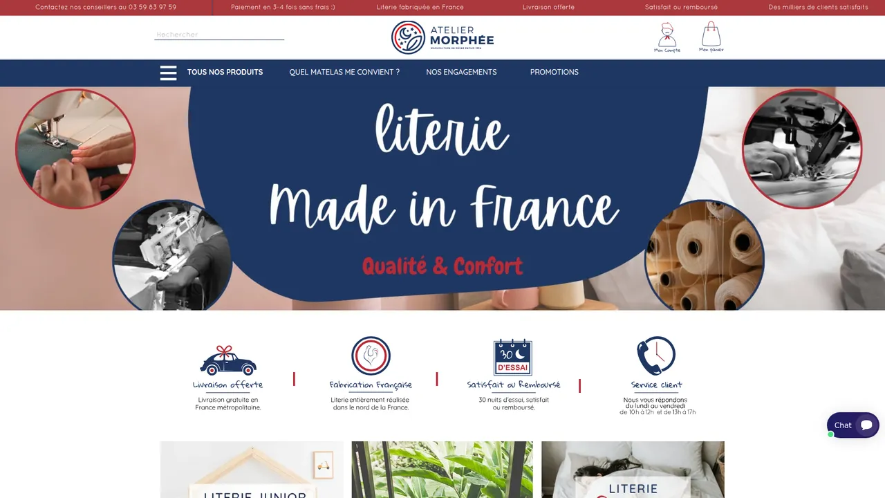 Screenshot de Atelier de Morphée, literie made in France