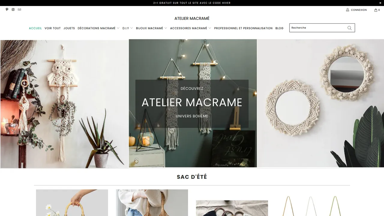 Aperçu du site ATELIER MACRAME