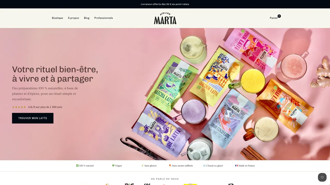 Aperçu du site Atelier Marta