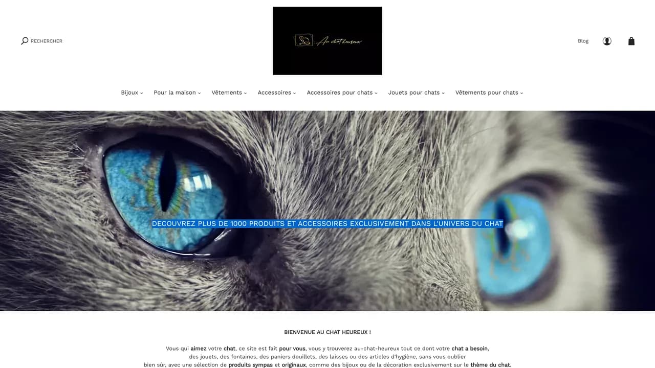 Aperçu du site au chat heureux