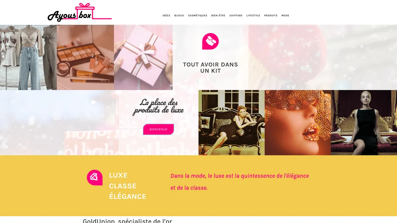 Screenshot de AYOUSBOX, le spécialiste des coffrets en bois et cuir