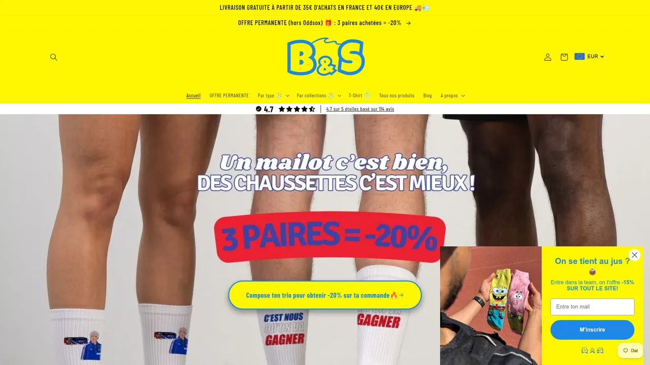 Aperçu du site B & S Socks