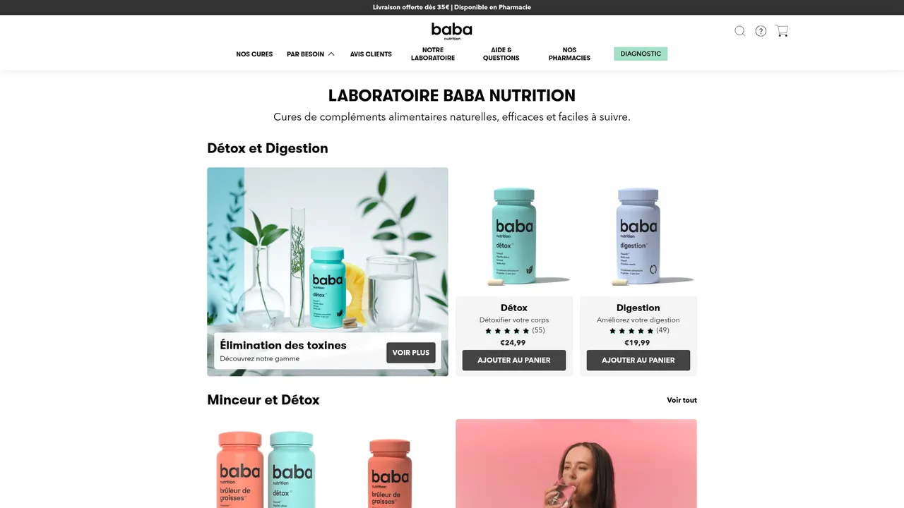 Screenshot de Baba Nutrition