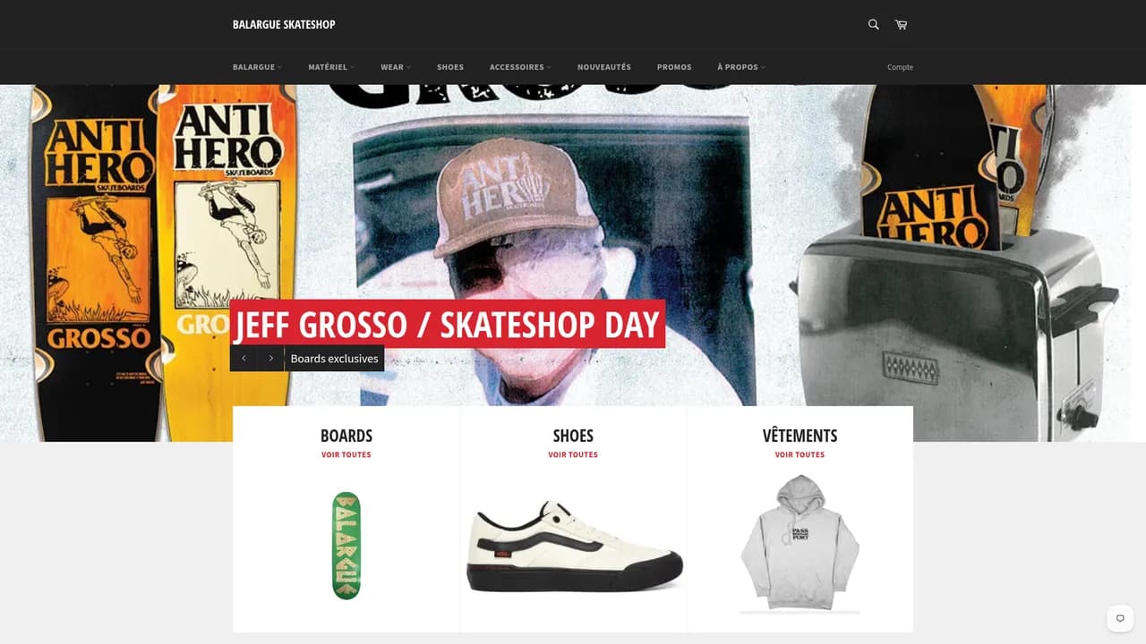 Aperçu du site Balargue Skateshop