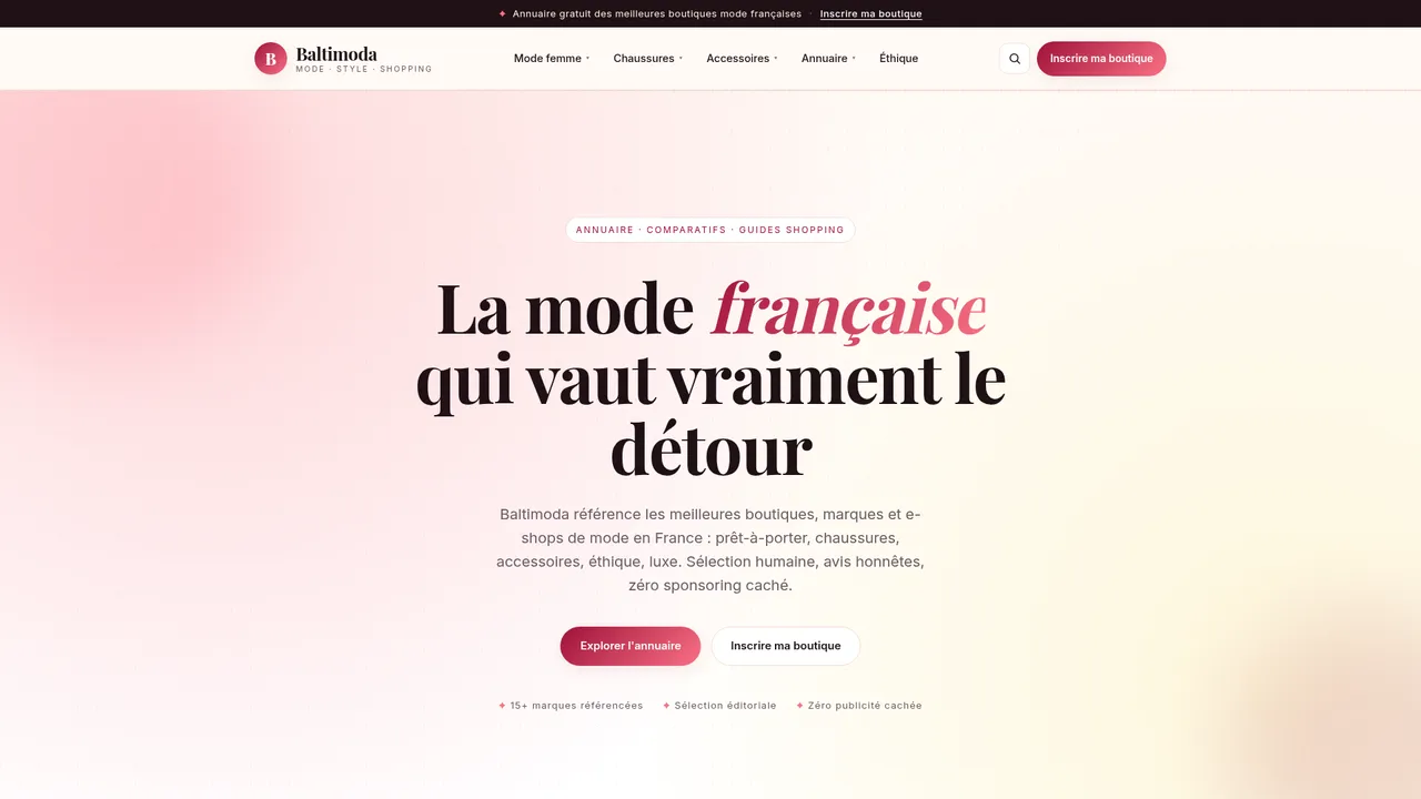 Screenshot de Baltimoda, prêt-à-porter féminin pour femmes chics et tendances