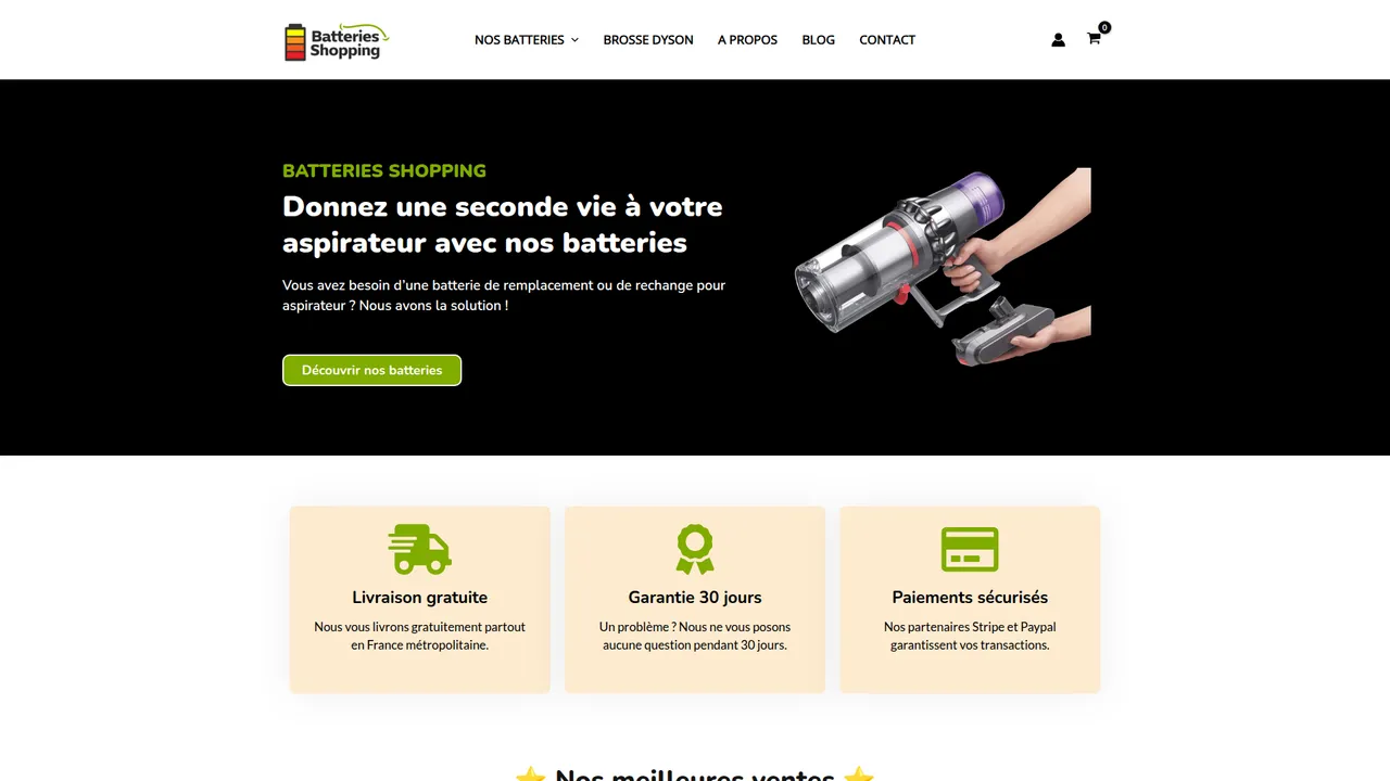Aperçu du site Batteries Shopping