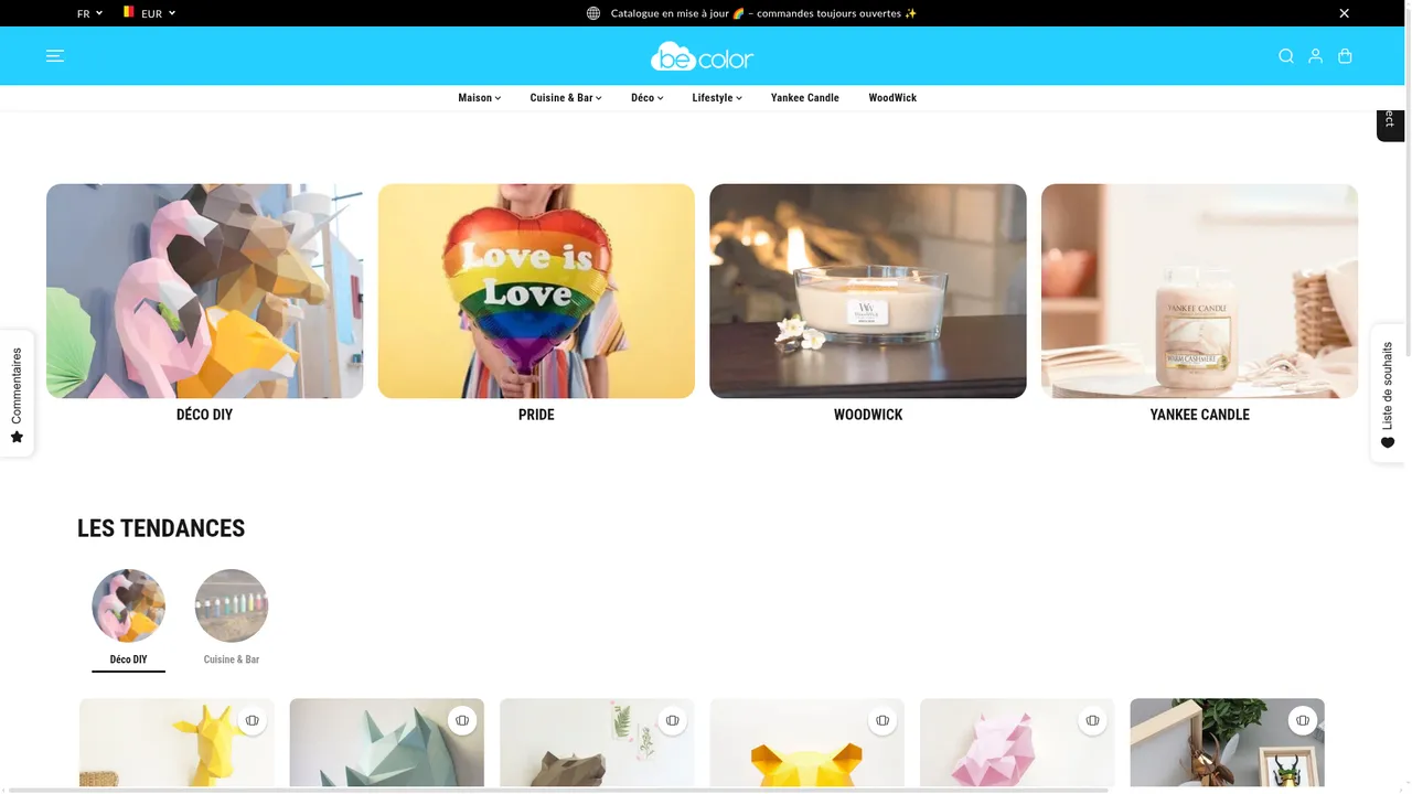 Aperçu du site BeColor - Article design et idées cadeaux
