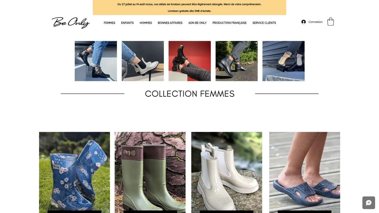 Aperçu du site BE-ONLY, les bottes de pluie Trendy