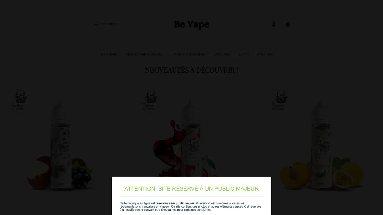 Aperçu du site Be vape