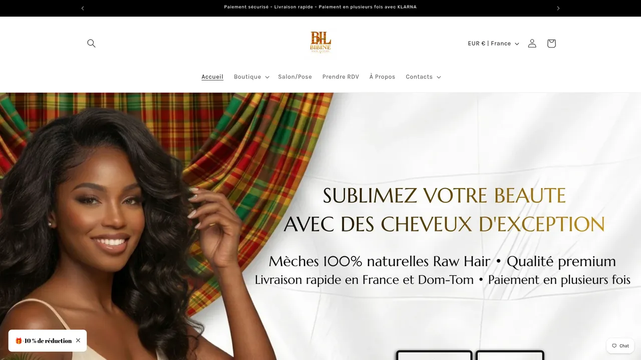 Aperçu du site Bibine Hair Luxury