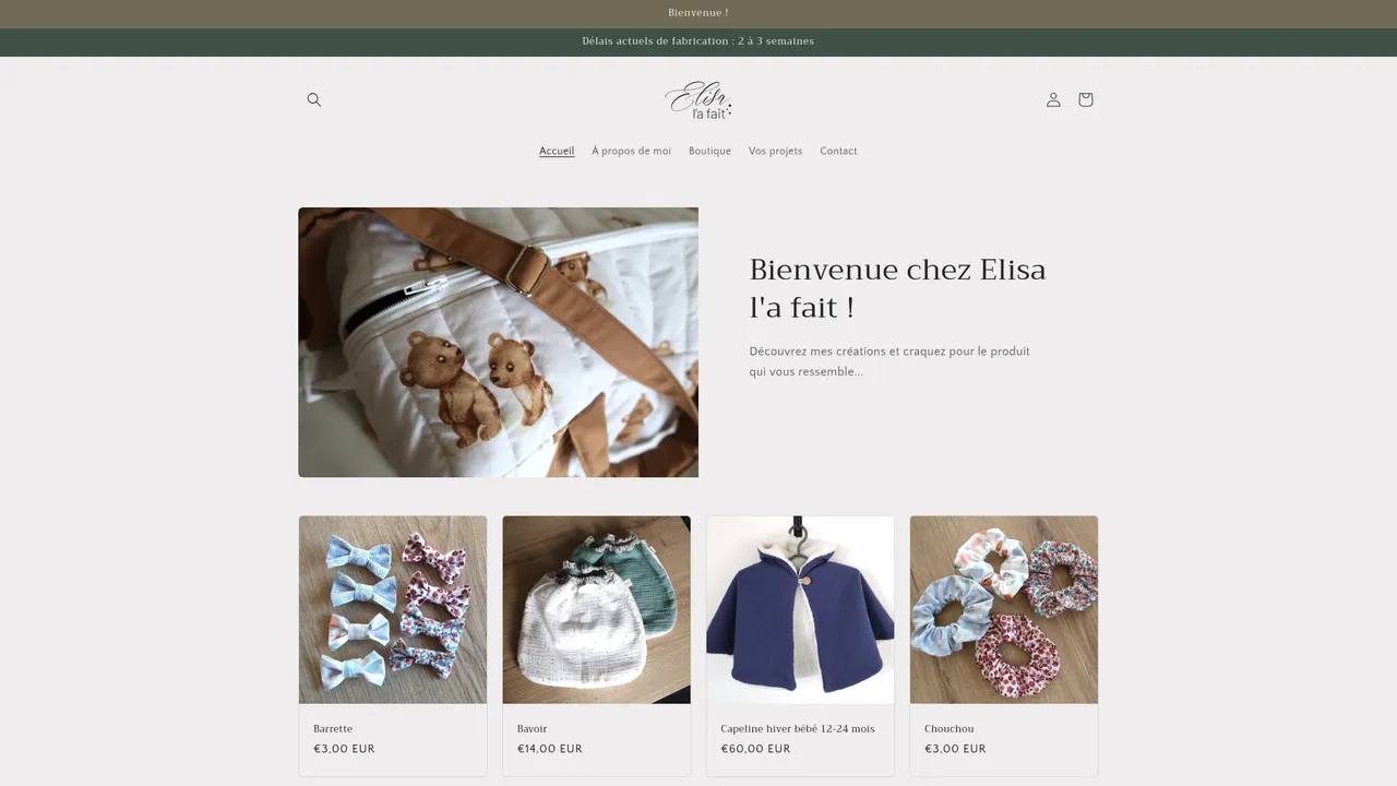 Aperçu du site Bienvenue chez Elisa l'a fait !