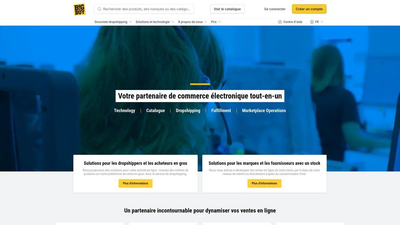 Aperçu du site BigBuy, leader dropshipping, grossiste en ligne