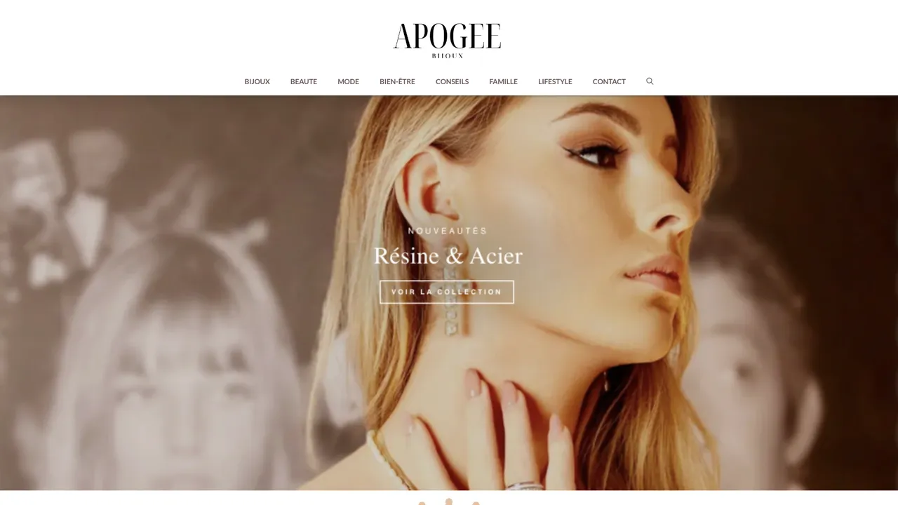 Screenshot de Bijoux APOGÉE | Bijoux Acier Inoxydable