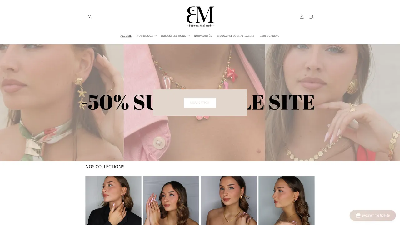 Aperçu du site bijouxmalande.com