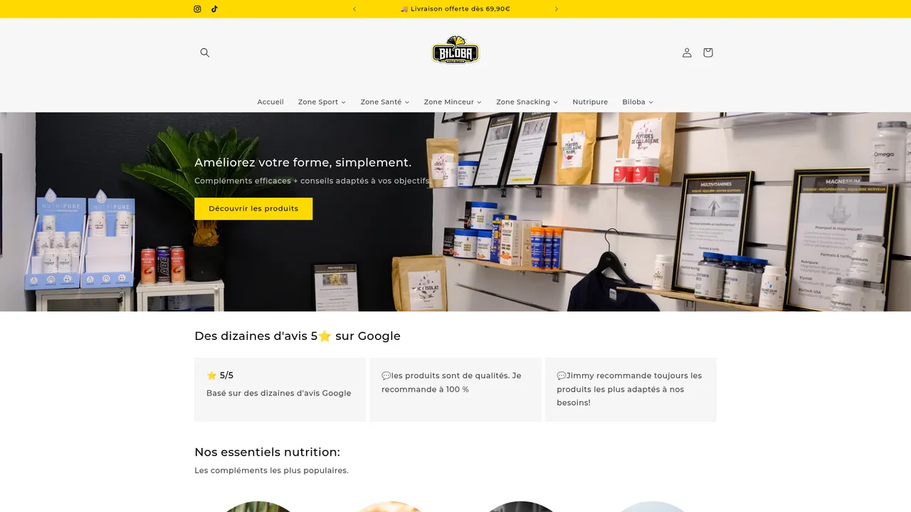 Screenshot de Biloba Nutrition
