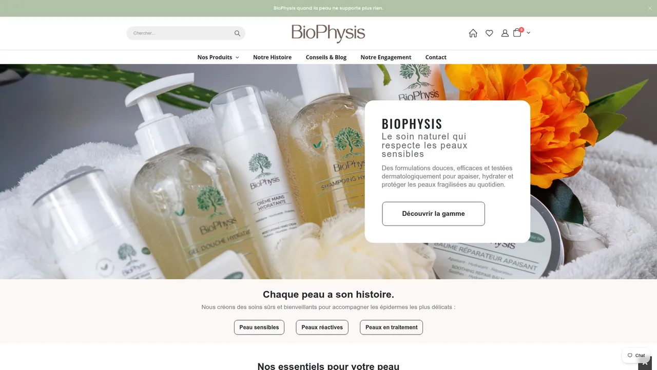 Screenshot de biophysis-cosmetics.com