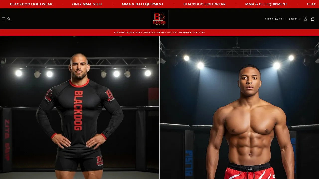 Aperçu du site BLACKDOG FIGHTWEAR