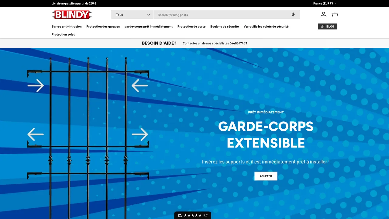 Screenshot de blindystore.fr