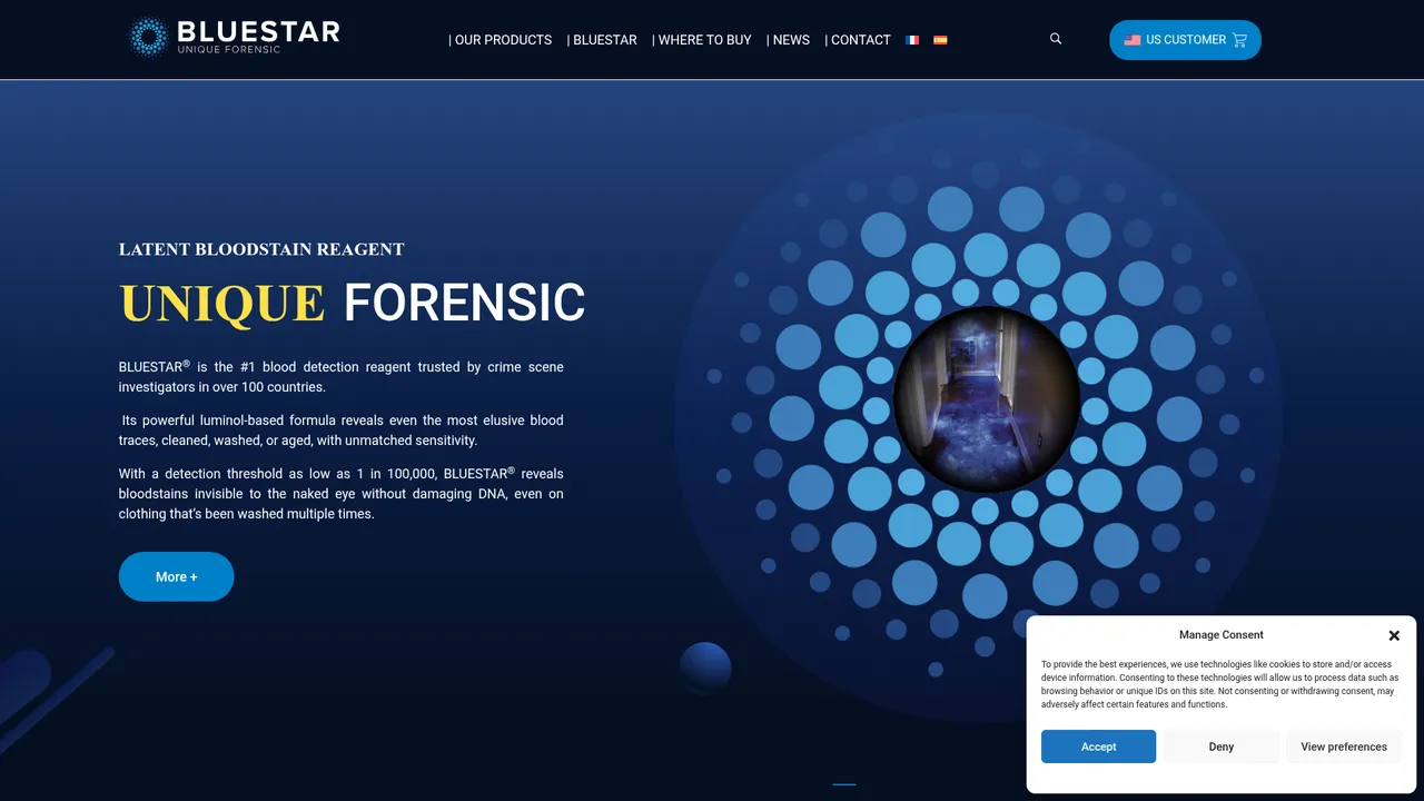 Aperçu du site BLUESTAR® FORENSIC