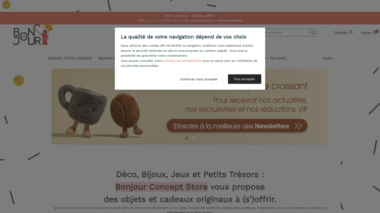 Aperçu du site Bonjour concept store