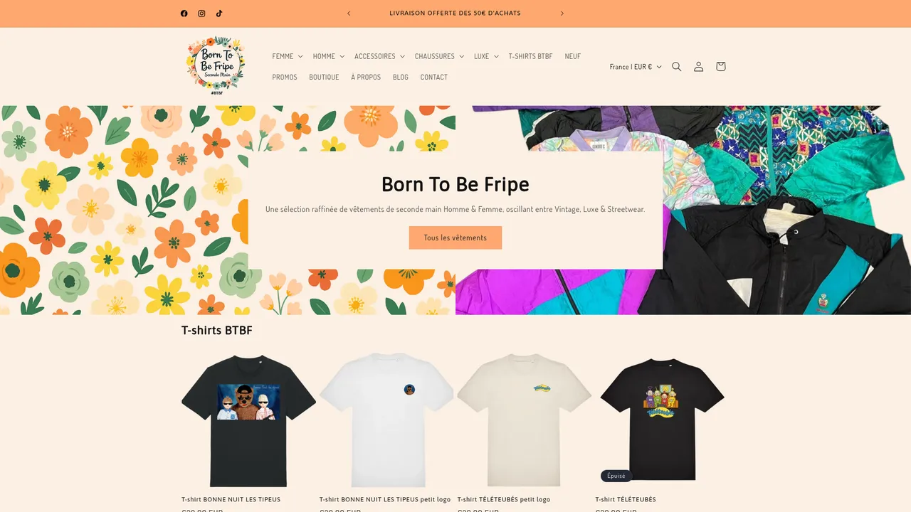 Aperçu du site Born To Be Fripe