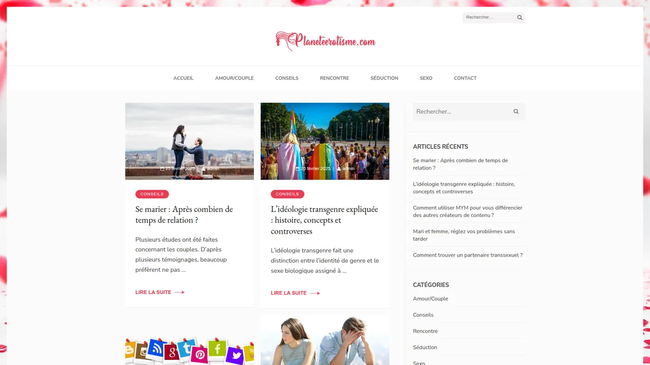 Aperçu du site Boutique coquine