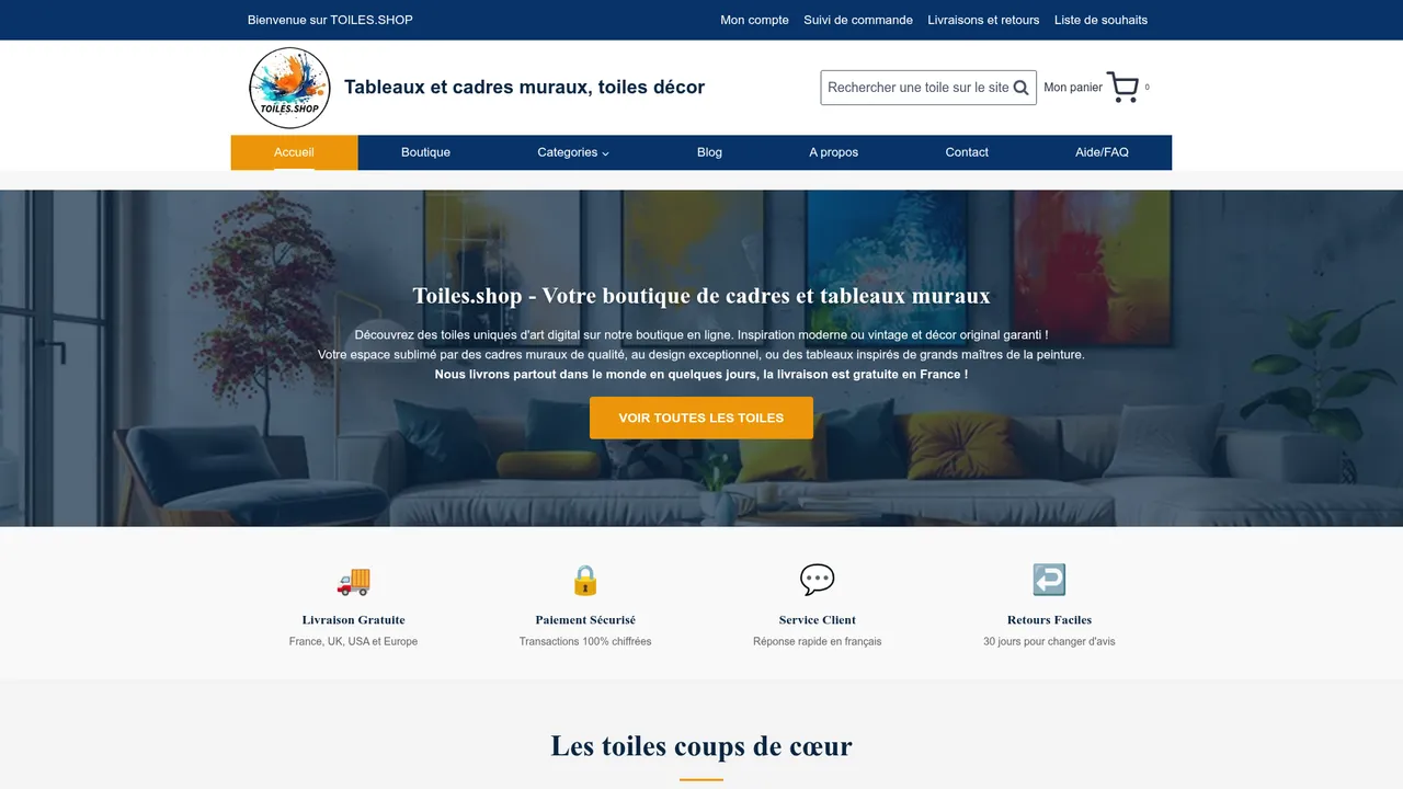Aperçu du site Boutique de déco pour la maison