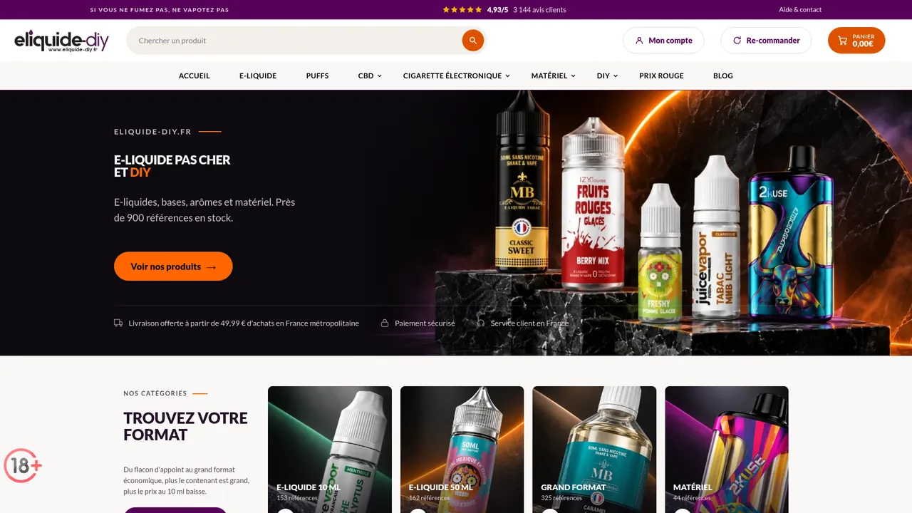 Screenshot de Boutique e-liquide DIY