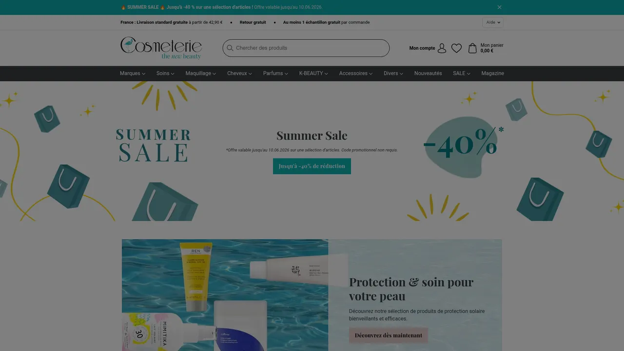 Screenshot de Boutique en ligne Cosmeterie