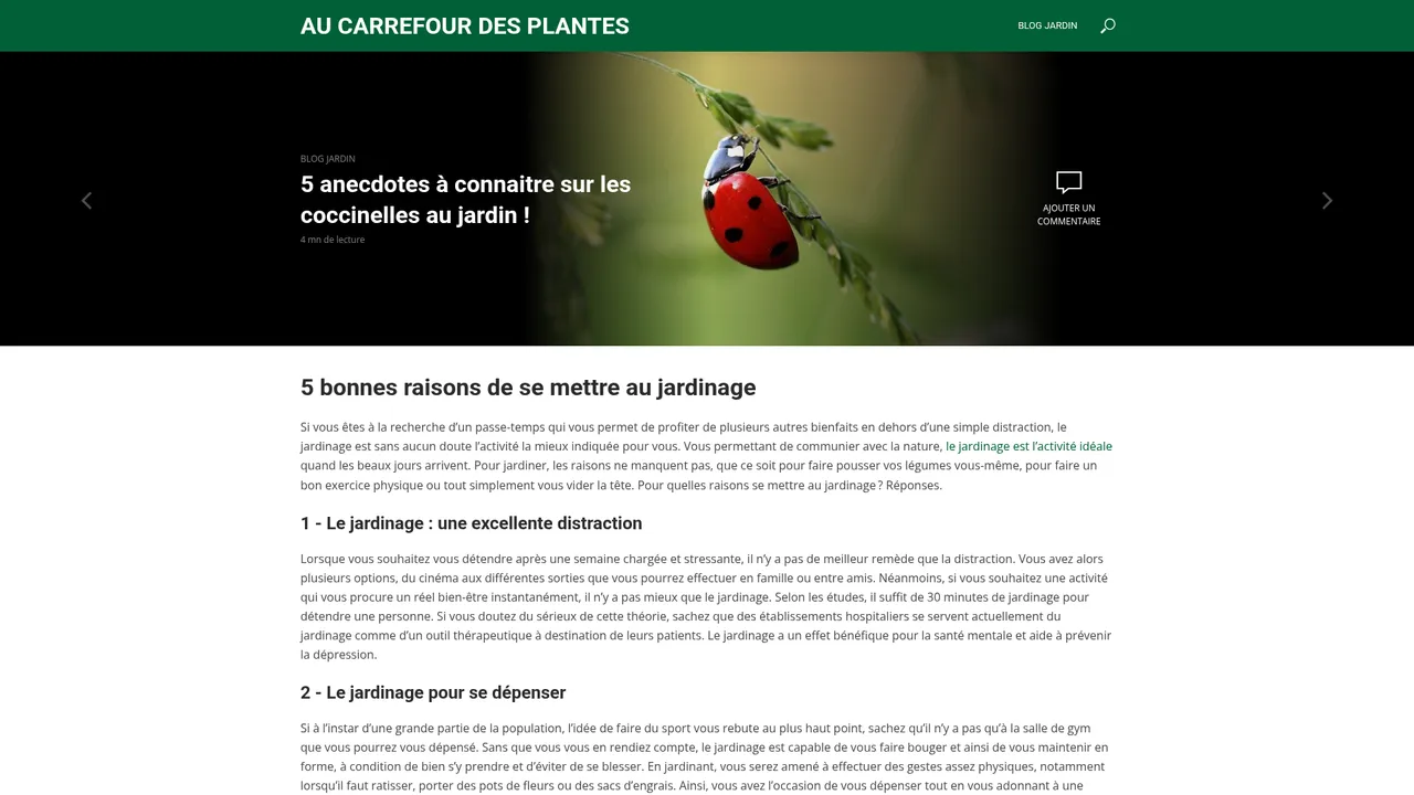 Aperçu du site Au Carrefour des Plantes : compléments alimentaires