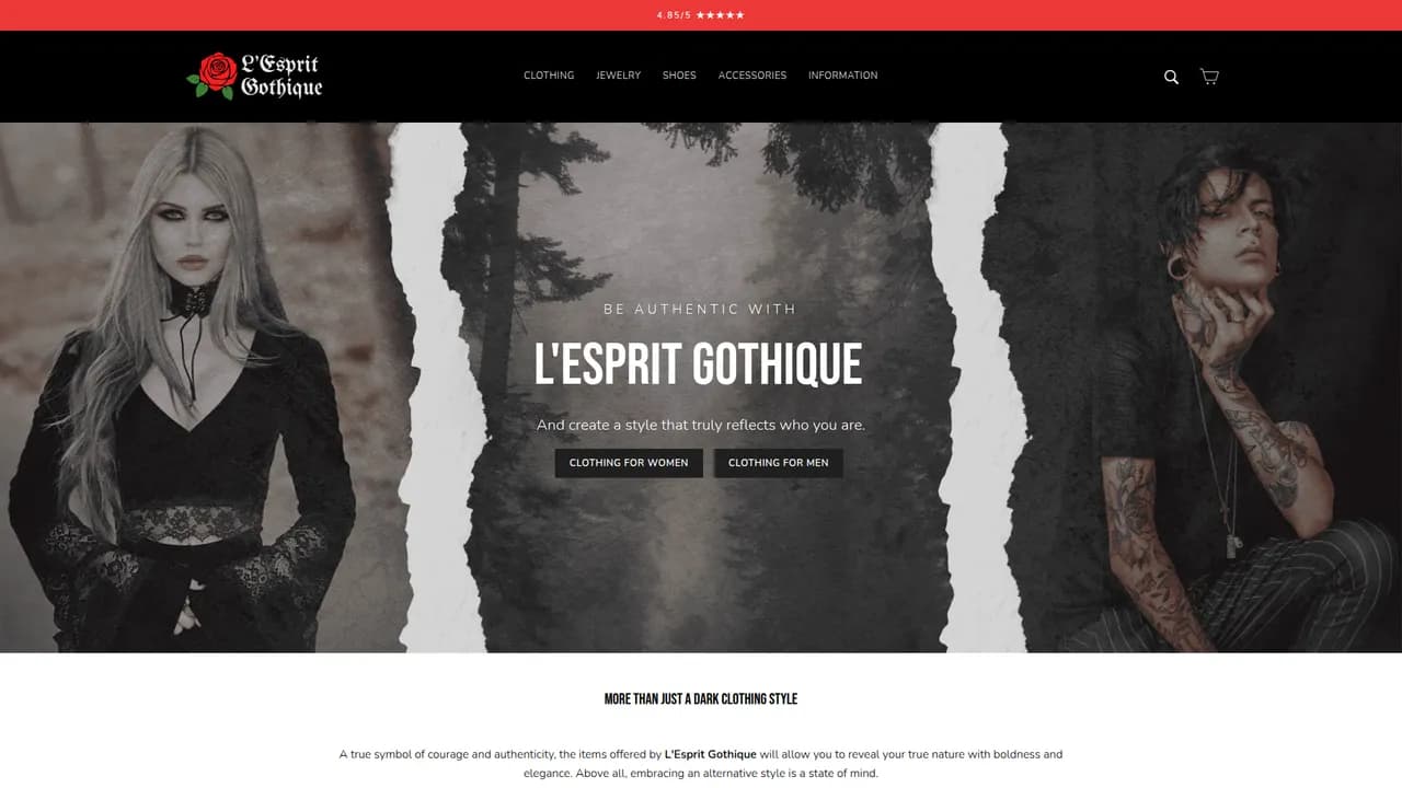 Aperçu du site Boutique Gothique