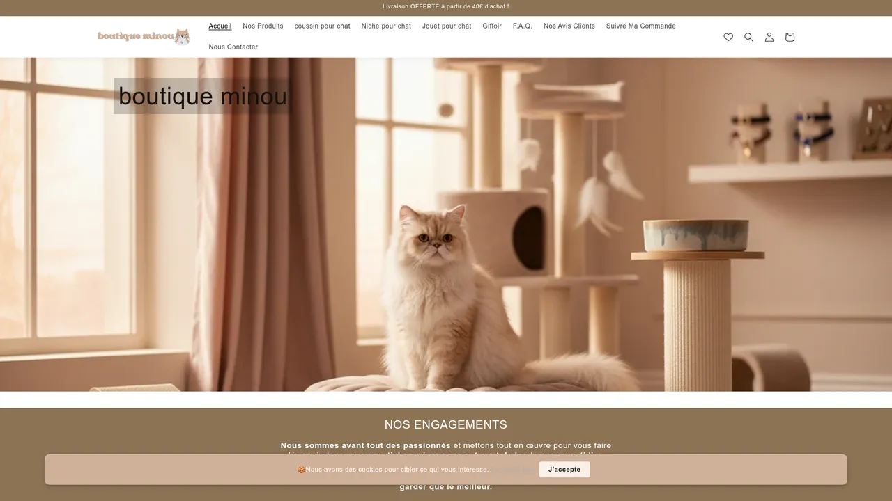 Screenshot de boutique minou