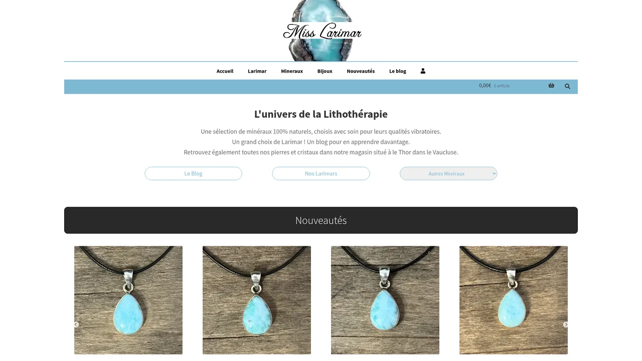 Aperçu du site Boutique Miss Larimar