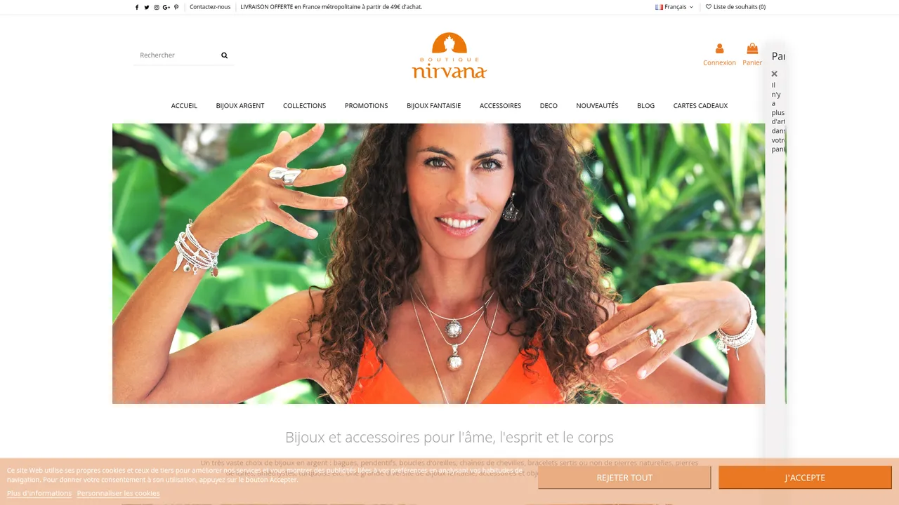 Aperçu du site BoutiqueNirvana - Bijoux et accessoires éthiques et éthniques