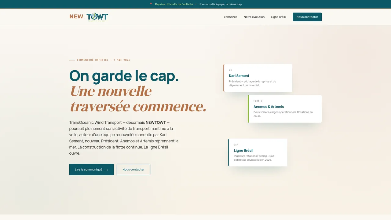 Aperçu du site Boutique TOWT - Produits transportés à la voile