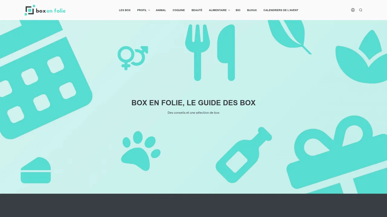 Aperçu du site Box en folie, le comparateur des meilleures box food, fromage, beauté