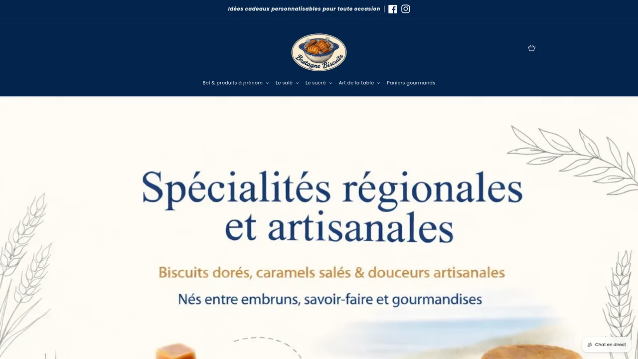 Aperçu du site Bretagne Biscuits