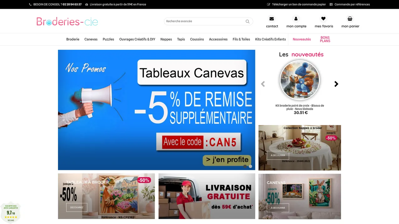 Aperçu du site Broderies & Cie