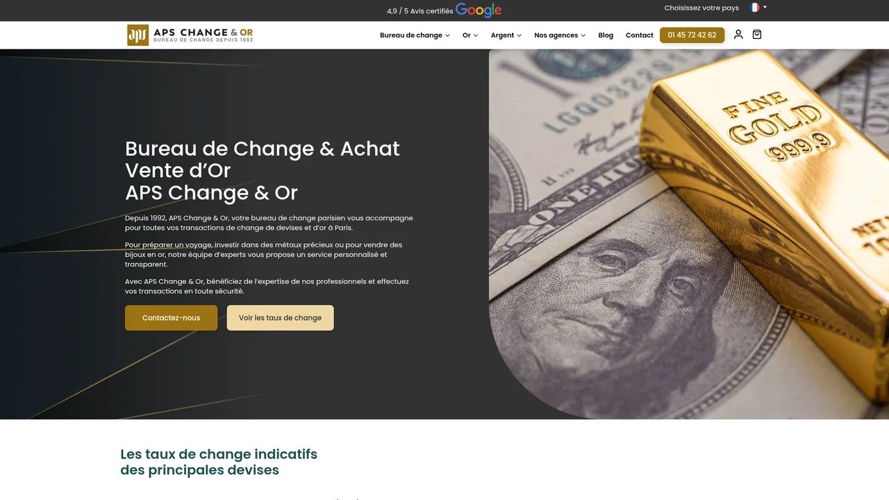 Aperçu du site Bureau de change Paris