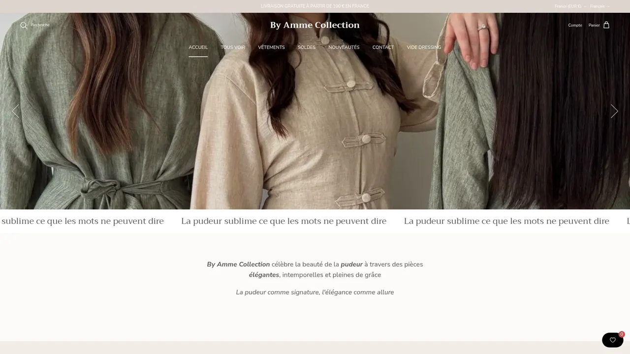 Screenshot de byamme-collection.fr
