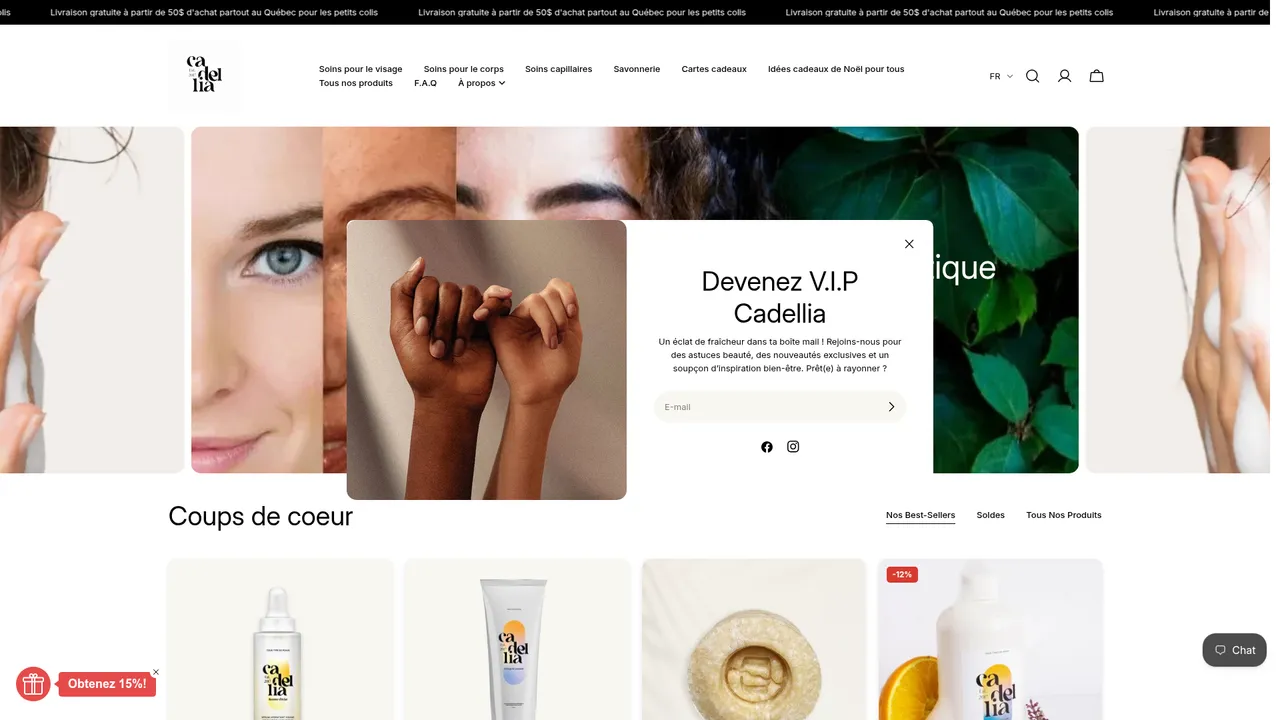Aperçu du site Cadellia Cosmétique Raisonnée