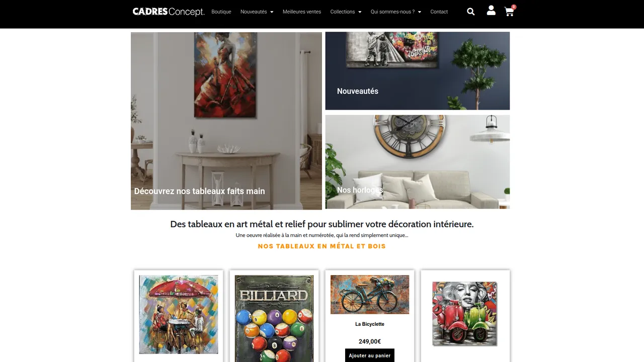 Aperçu du site Cadres Concept