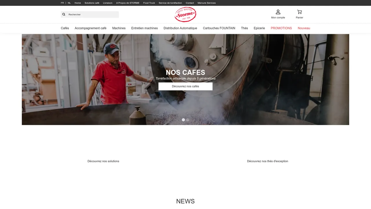 Aperçu du site Cafés-Storme, torréfacteur de café et grossiste alimentaire