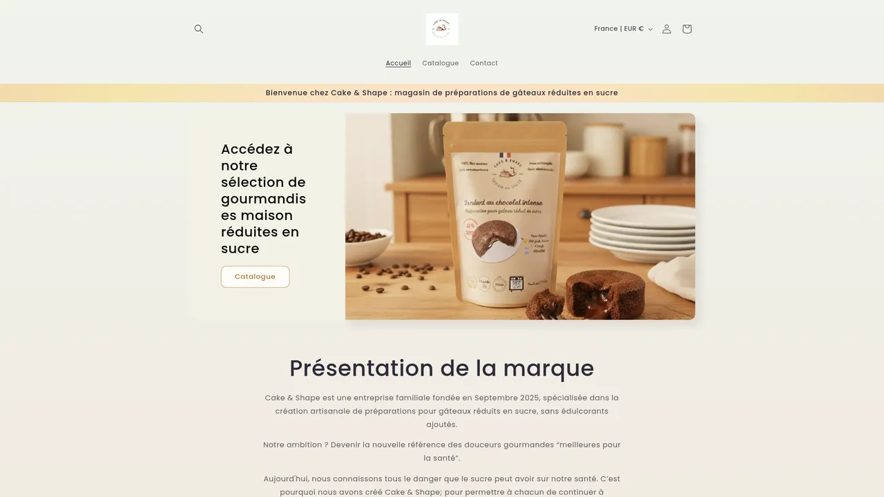 Screenshot de cakeandshape.com