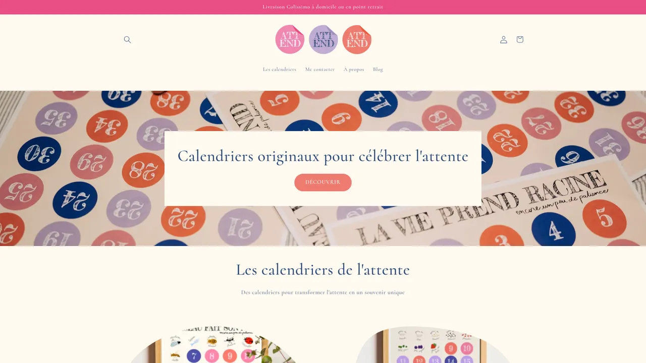 Aperçu du site Calendrier de l’attente : célébrez chaque événement avec joie